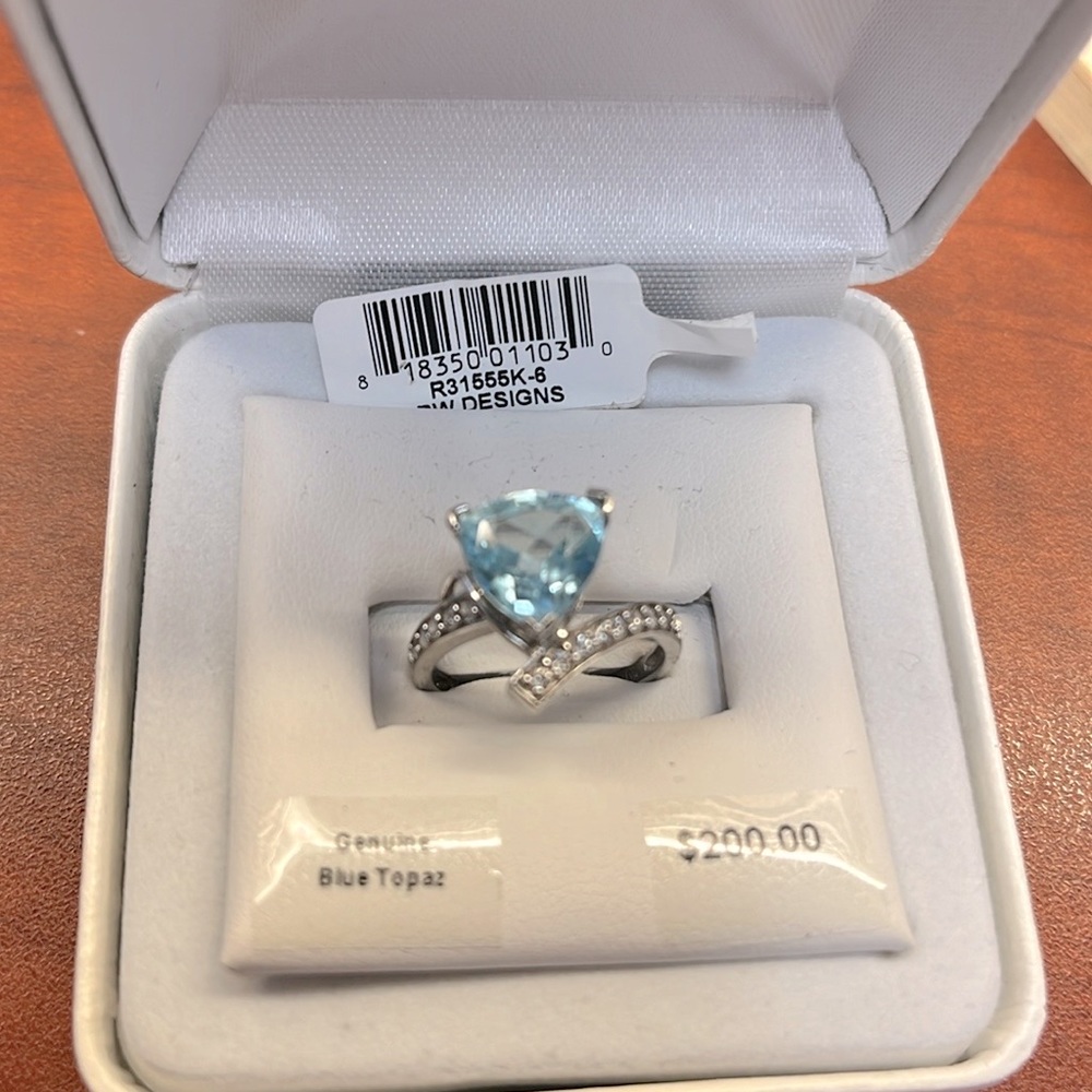 Genuine Sky Blue Blue Topaz and Diamond Ring